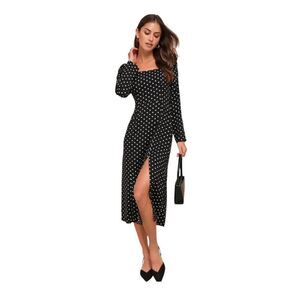 Lulu's Black and White Polka Dot Midi Dress